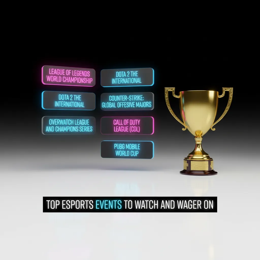 Esports events guide with major tournaments for CS2, Dota 2, LoL, Valorant, SC2, MLBB, R6; watch and wager through the year.