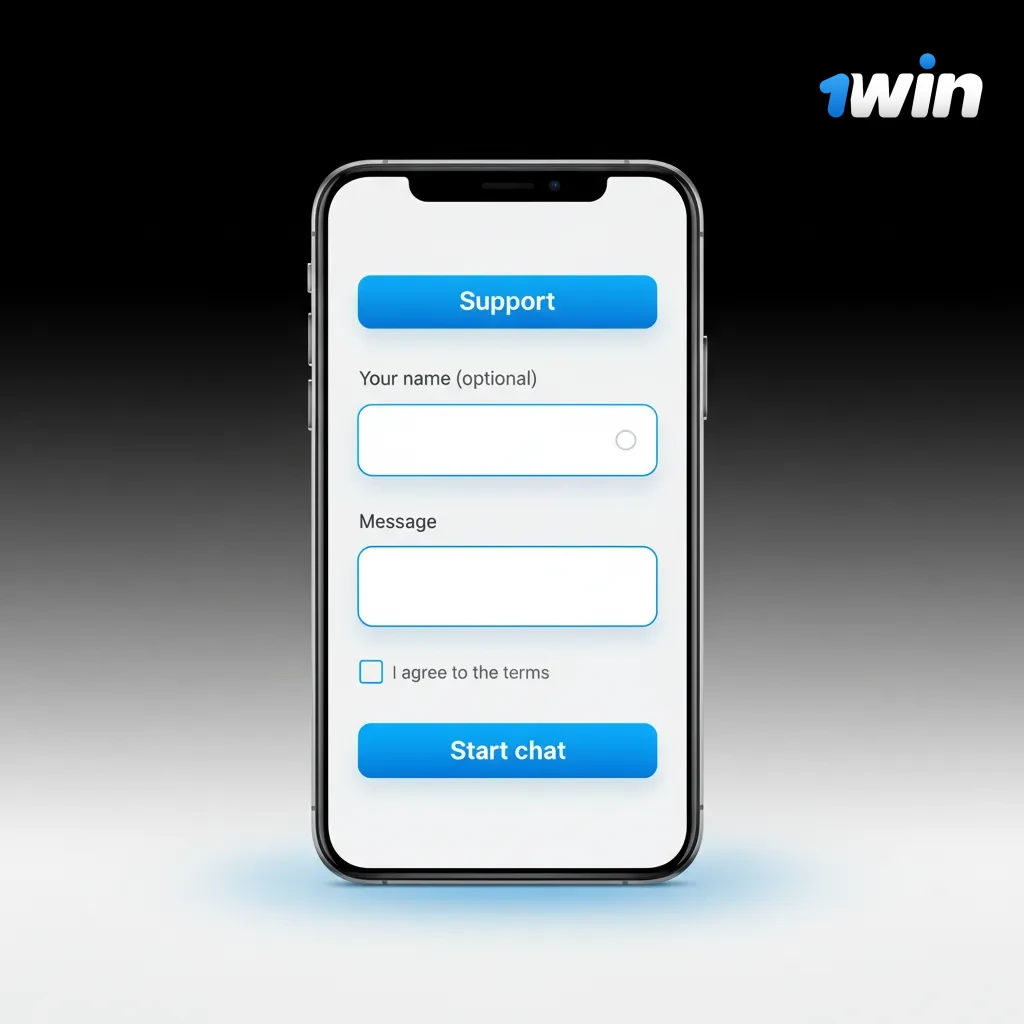 1win mobile login screen showing phone/email and password fields, Log In button, and optional OTP/2FA prompt.