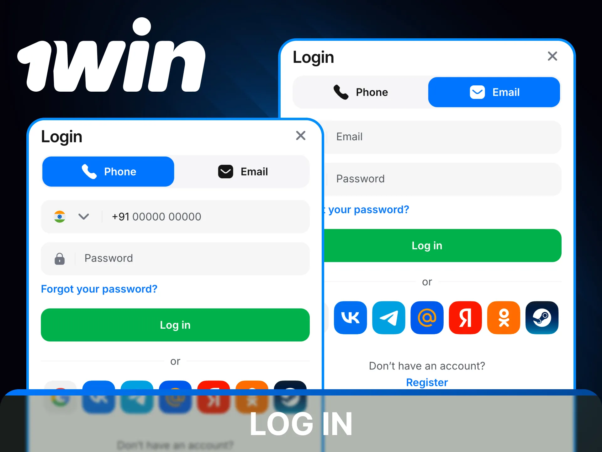 Log in to 1win on mobile to manage your betting account.
