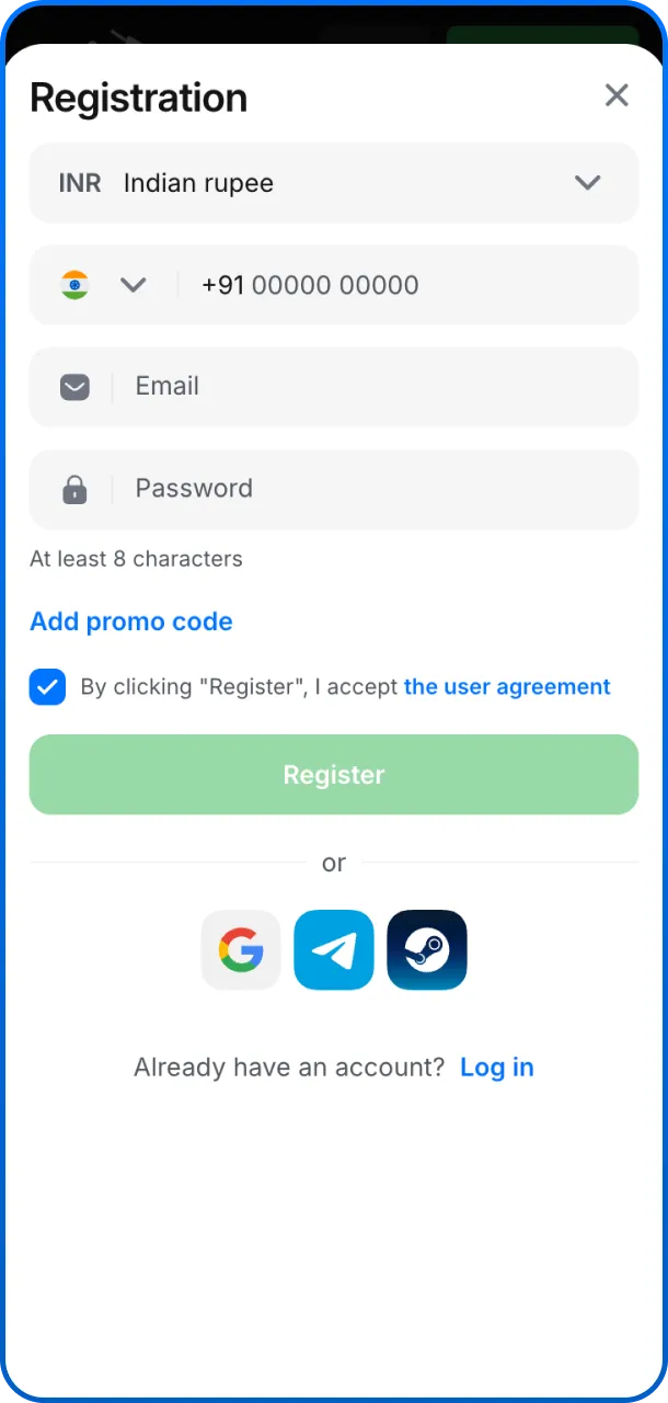 Create a 1win account in just a few clicks to start your cricket betting journey.