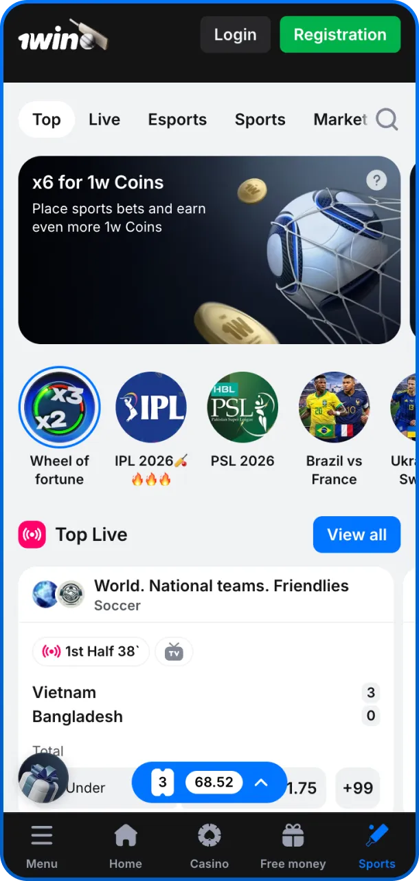 Interface sports presents the comprehensive sportsbook with live betting odds on 1win.