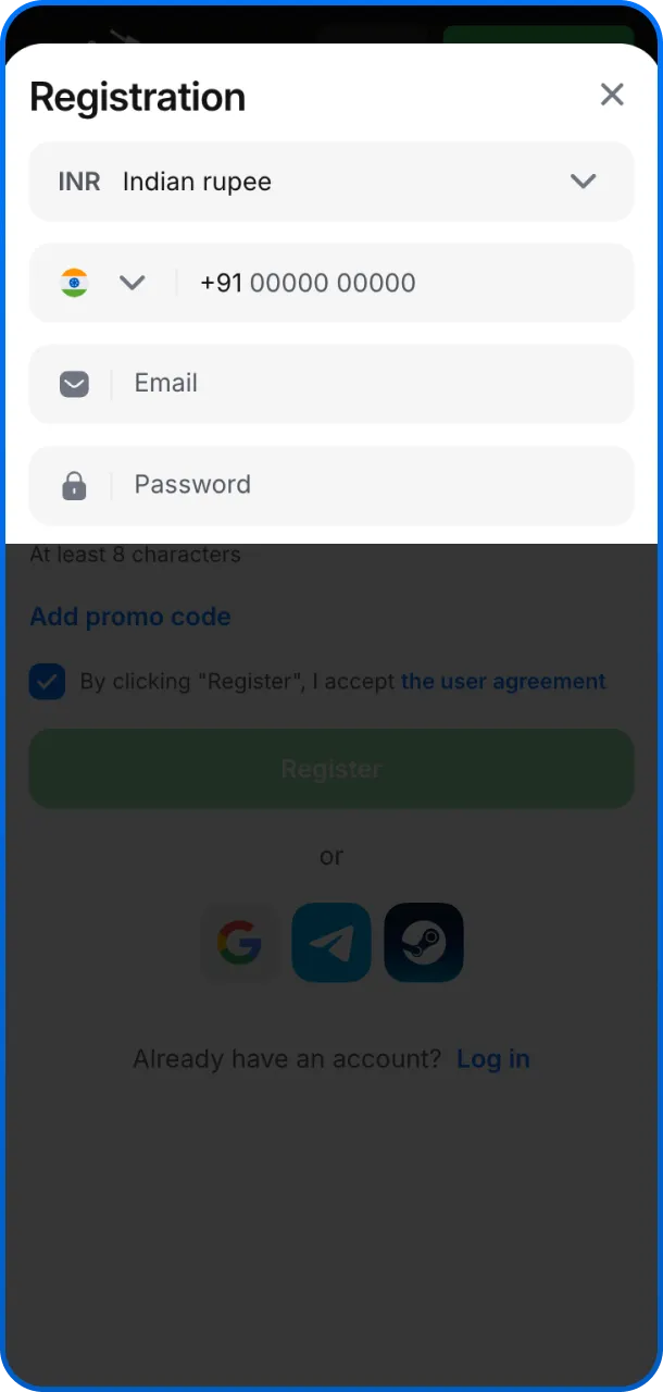 Fill out the registration form with your accurate personal details for a secure 1win account.