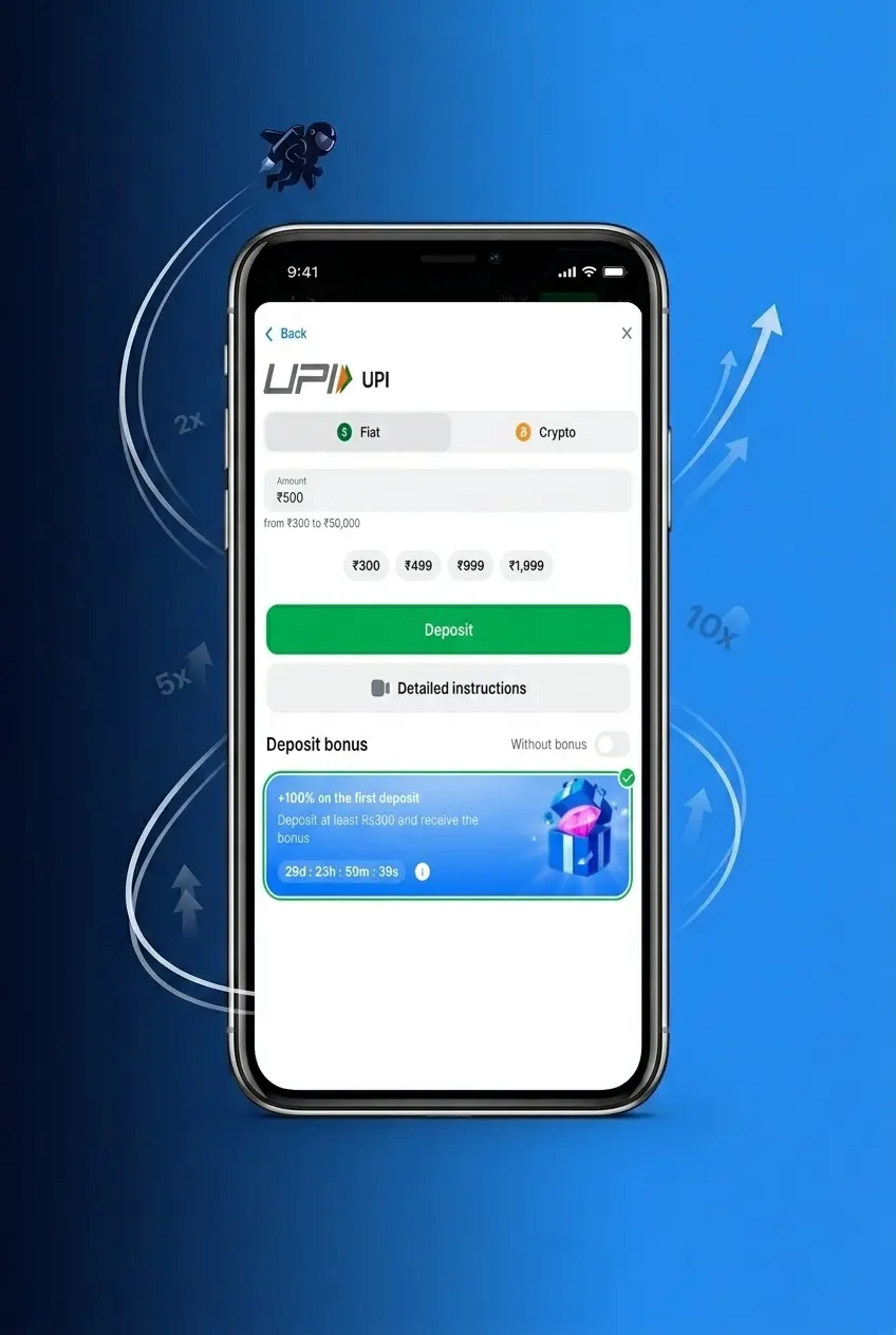Step-by-step 1win registration screenshot showing account verification to play Lucky Jet with INR