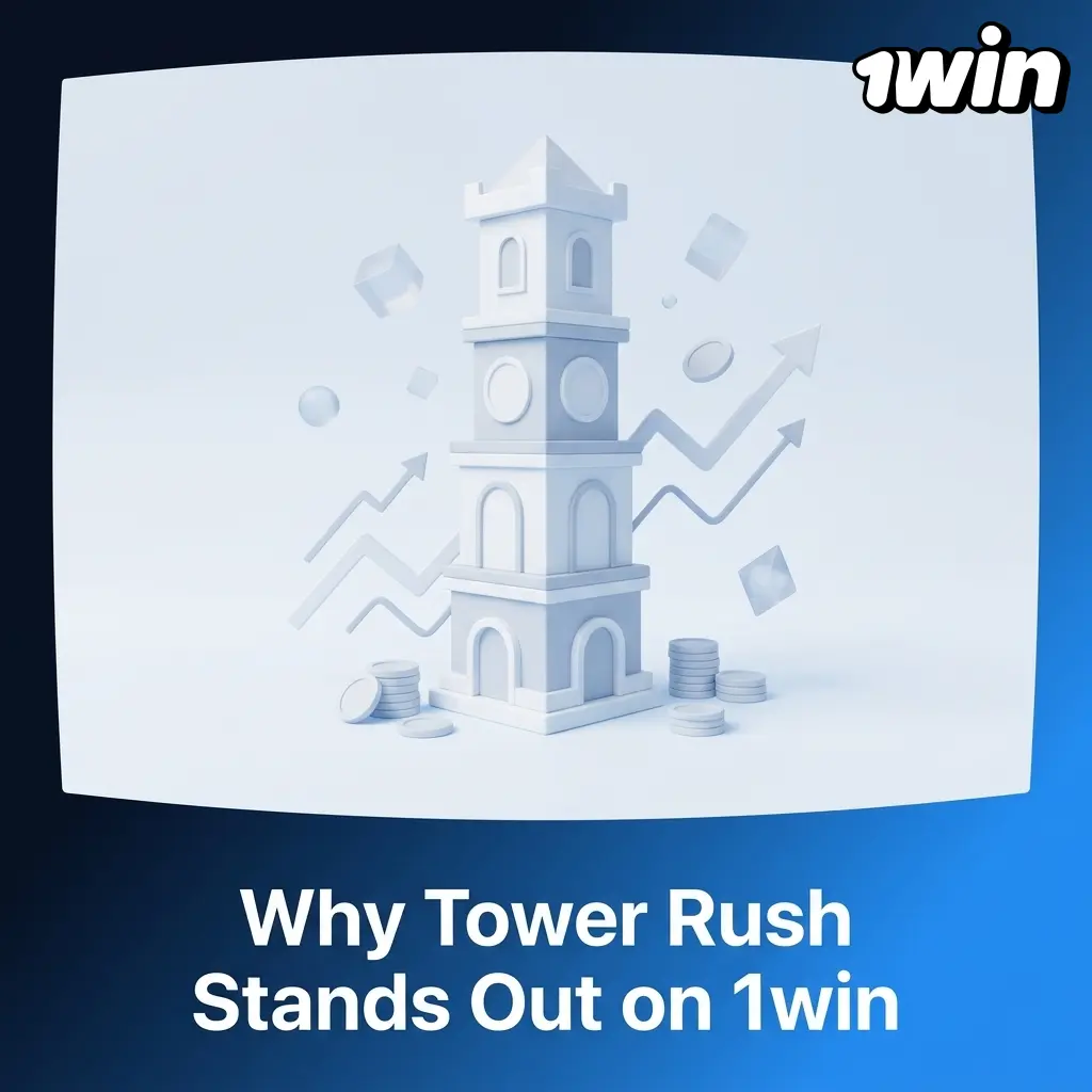 Tower Rush on 1win: climb stages, set risk level, and choose when to collect your payout in this multi-step tower game.
